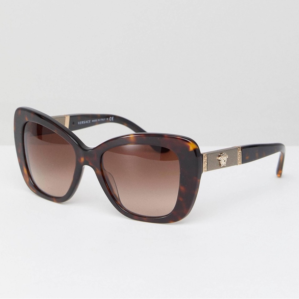 Versace Oversized Cat Eye Sunglasses In Tortoise 54mm
